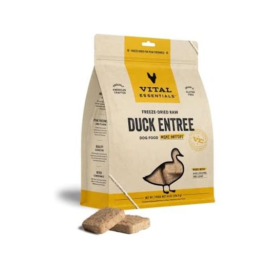 Vital Essentials Freeze Dried Raw Dog Food, Duck Mini Patties Entree, 14 oz