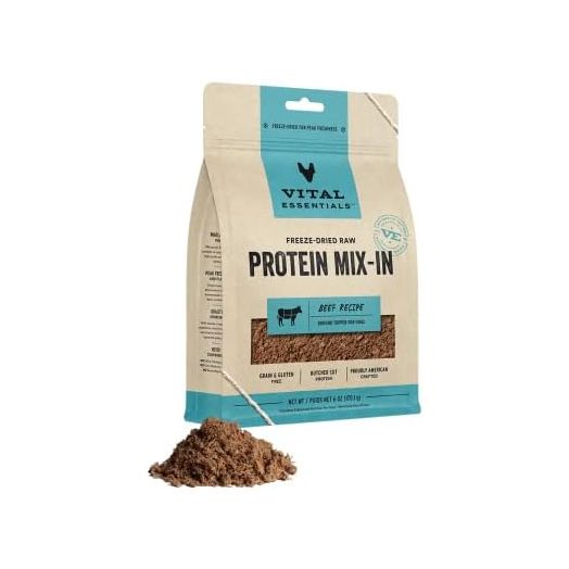 Vital Essentials Freeze Dried Raw Protein Mix-in Dog Food Topper, Beef Ground Topper for Dogs, 6 oz