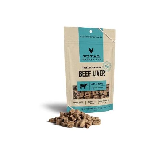 Vital Essentials Freeze Dried Raw Single Ingredient Dog Treats, Beef Liver, 2.1 oz