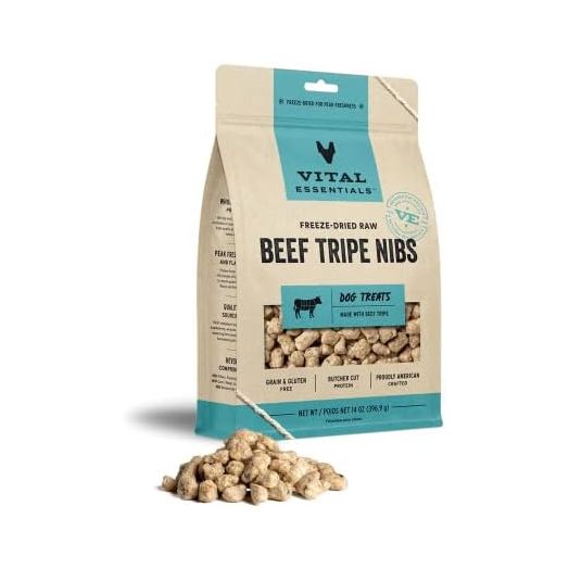 Vital Essentials Freeze Dried Raw Single Ingredient Dog Treats, Beef Tripe, 14 oz