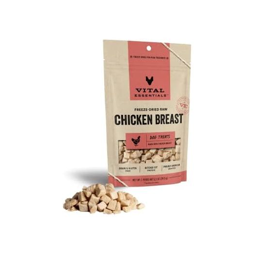 Vital Essentials Freeze Dried Raw Single Ingredient Dog Treats, Chicken Breast, 2.1 oz