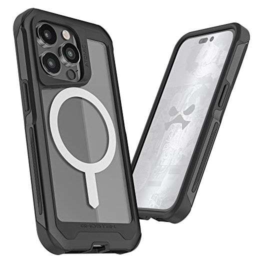 Ghostek ATOMIC slim iPhone 14 Case Black with MagSafe Ring Magnet Crystal Clear Back Design Aluminum Metal Bumper Tough Shockproof Heavy Duty Protection Designed for 2022 Apple iPhone14 (6.1") (Black)