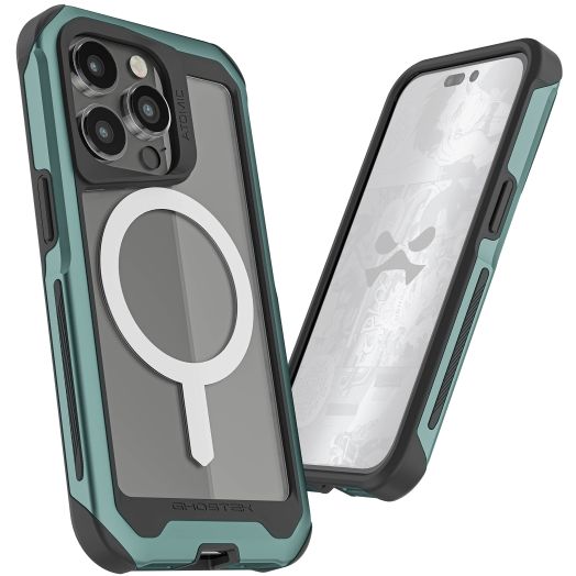 Ghostek ATOMIC slim iPhone 14 Pro Case Green with Clear MagSafe Magnetic Ring Back Supports Wireless Charging Tough Military Grade Protection Cover Designed for 2022 Apple iPhone 14 Pro (6.1") (Green)