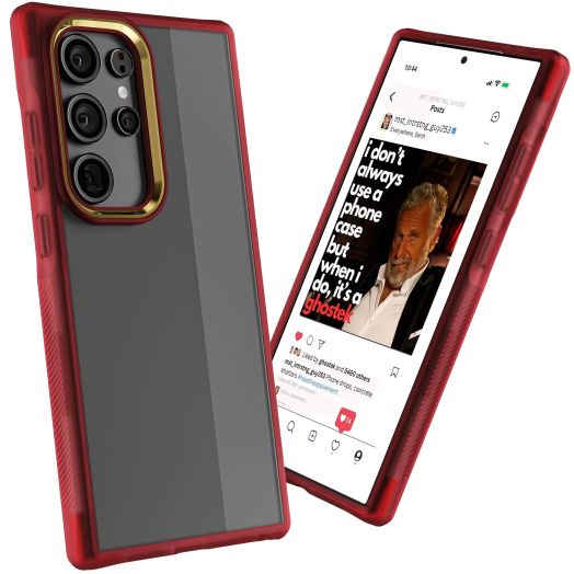 Ghostek Covert Galaxy S24 Ultra Clear Phone Case with Military Grade Shockproof Protection, Non-Slip Grip, Protective Silicone Cover Designed for 2024 Samsung Galaxy S24 Ultra (6.8") (Red)