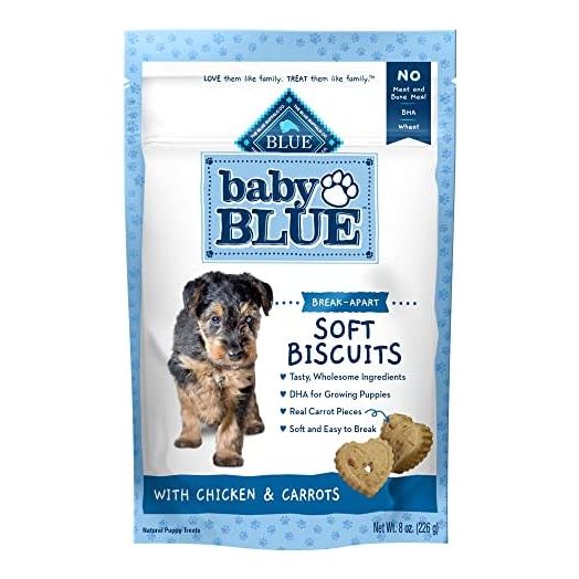 Blue Buffalo Baby Blue Soft Biscuits Natural Puppy Dog Treats, Chicken & Carrots 8-oz Bag