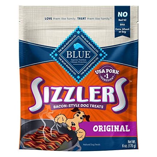 Blue Buffalo Sizzlers Natural Bacon-Style Soft-Moist Dog Treats, Original Pork 6-oz Bag