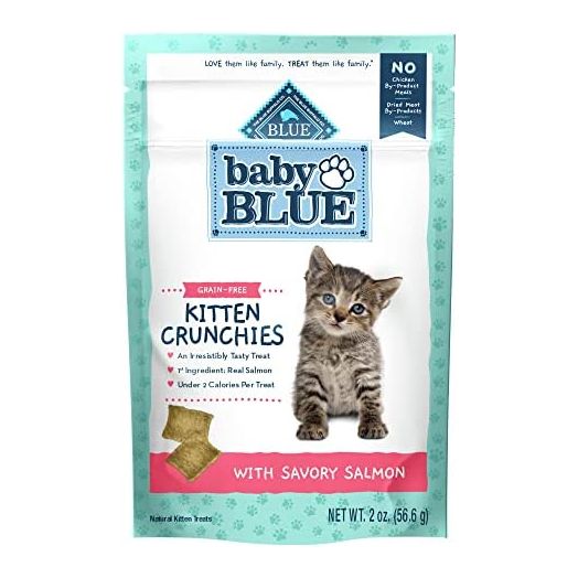 Blue Buffalo Baby Blue Kitten Crunchies Grain Free, Natural Kitten Treats, Savory Salmon 2-oz Bag