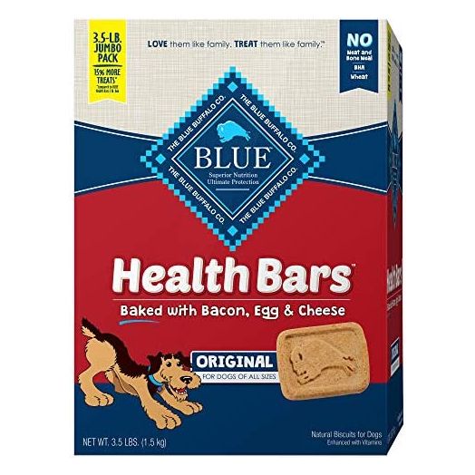 Blue Buffalo Health Bars Natural Crunchy Dog Treats Biscuits, Bacon, Egg & Cheese 56-oz Box
