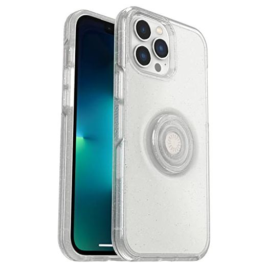 OtterBox iPhone 13 Pro Max & iPhone 12 Pro Max Otter + Pop Symmetry Series Clear Case - STARDUST, integrated PopSockets PopGrip, slim, pocket-friendly, raised edges protect camera & screen