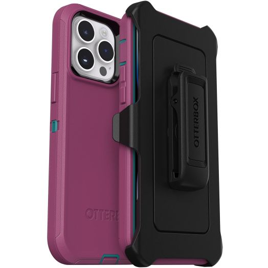 OtterBox iPhone 14 Pro Max (ONLY) Defender Series Case - CANYON SUN (Pink), rugged & durable, with port protection, includes holster clip kickstand