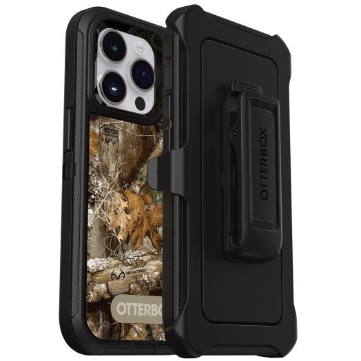 OtterBox iPhone 14 Pro (ONLY) Defender Series Case - REALTREE EDGE (Blaze Orange/Black/RT Edge) , rugged & durable, with port protection, includes holster clip kickstand