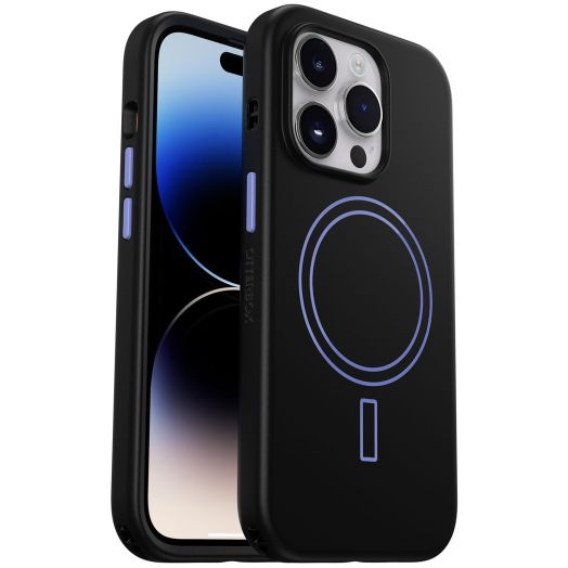 OtterBox iPhone 14 Pro Colorful Grip Case - Enchantment (Black/Purple), Snaps to MagSafe, Ultra-Sleek, Raised Edges Protect Camera & Screen