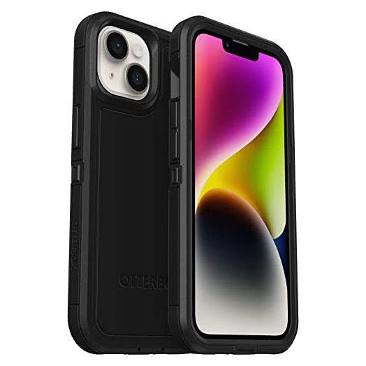OtterBox iPhone 14 & iPhone 13 Defender Series XT Case - BLACK , screenless, rugged , snaps to MagSafe, lanyard attachment