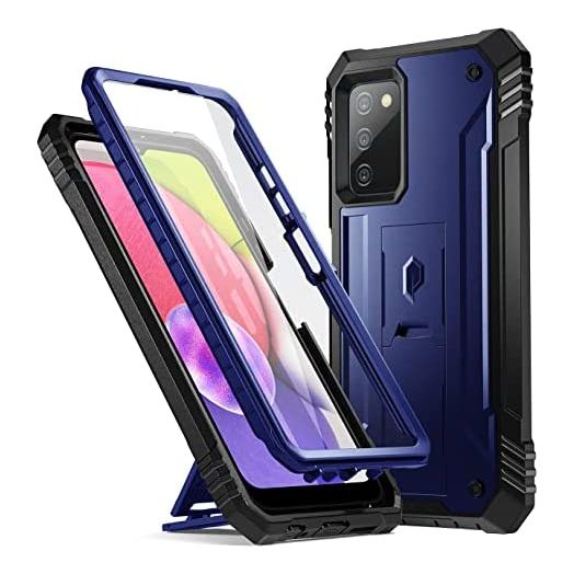 Poetic Revolution Series Case for Samsung Galaxy A03S 5G 6.5 inch, Built-in Screen Protector Work with Fingerprint ID, Full Body Rugged ShockproofProtective Cover Case with Kickstand, Navy Blue