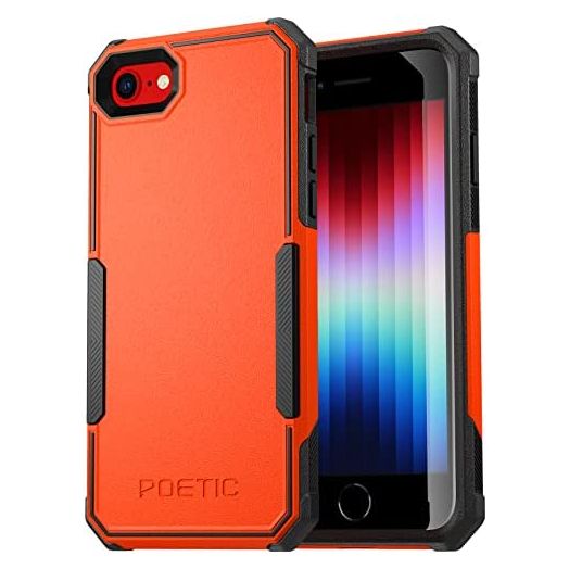Poetic Neon Series for iPhone SE 2022 Case (3rd Gen) / iPhone SE 2020 /iPhone 8/7, [6FT Military Grade Drop Tested] Dual Layer Heavy Duty Rugged Lightweight Shockproof Protective Case Cover, Orange