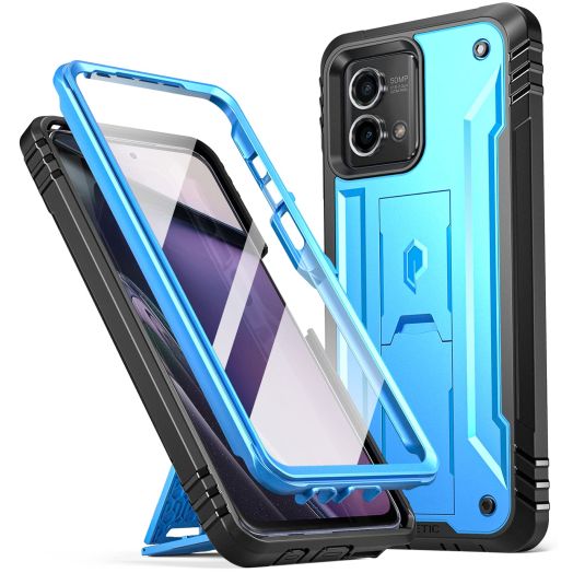 Poetic Revolution Case for Motorola Moto G Stylus 5G 2023 [Not Fit 4G Version]-XT2315, [20FT Mil-Grade Drop Tested], Full-Body Shockproof Cover with Kickstand and Built-in Screen Protector, Light Blue