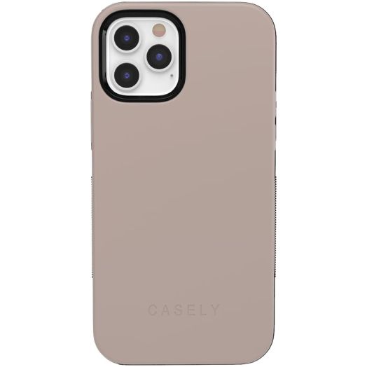 Casely iPhone 12 Pro Max Case | Compatible with MagSafe | Taupe on Nude | Solid Beige Color Minimalist Case
