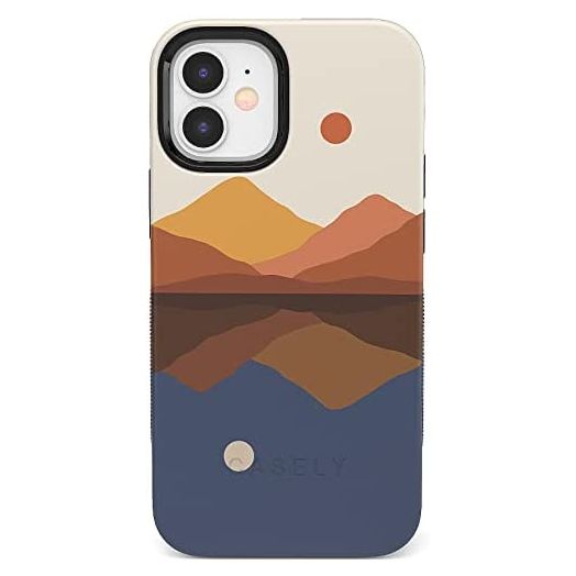Casely iPhone 12 Mini Phone Case | Opposites Attract | Day & Night Colorblock Mountain Case | Compatible Only with iPhone 12 Mini