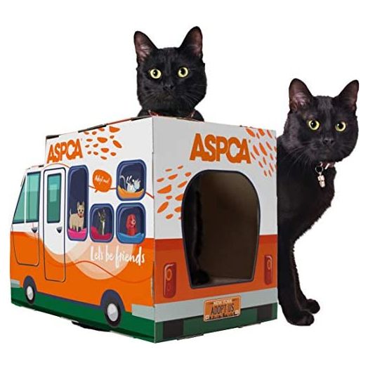 ASPCA Cat House & Cat Scratcher w/Bonus Catnip Included, Adoption Truck cat House (CAS2030)