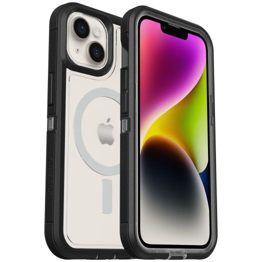OtterBox iPhone 14 & iPhone 13 Defender Series XT Case - BLACK CRYSTAL, screenless, rugged , snaps to MagSafe, lanyard attachment