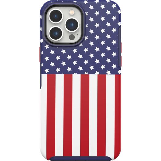 OtterBox iPhone 13 Pro Max and iPhone 12 Pro Max Symmetry Series+ Case - AMERICAN FLAG, ultra-sleek, snaps to MagSafe, raised edges protect camera & screen