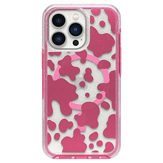 OtterBox iPhone 13 Pro Symmetry Series+ Case - DISCO COWGIRL (Pink), ultra-sleek, snaps to MagSafe, raised edges protect camera & screen