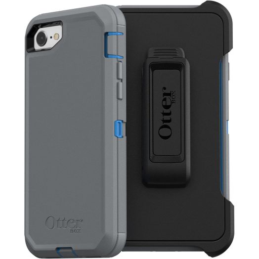 OtterBox Defender Series Case for iPhone SE (3rd & 2nd Gen) & iPhone 8/7 (Only - Not Plus) - Holster Clip Included - Non-Retail Packaging - Marathoner (Blue/Grey)