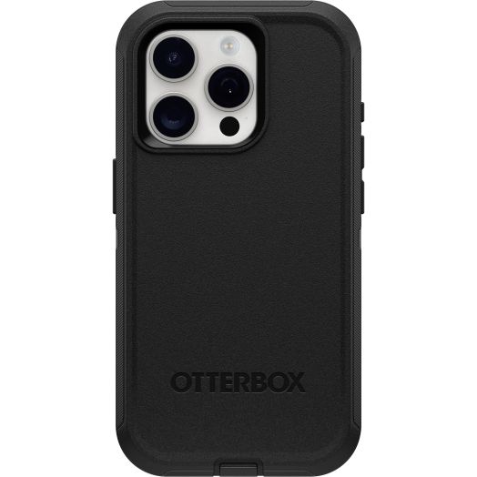 OtterBox iPhone 15 Pro (Only) Defender Series Case - BLACK, screenless, rugged & durable, with port protection, includes holster clip kickstand (ships in polybag, ideal for business customers)