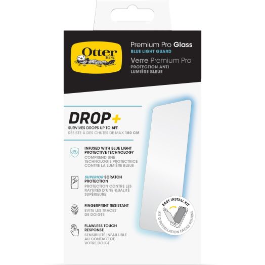 OtterBox iPhone 15 Premium Pro Screen Protector with Blue Light Guard, Antimicrobial, Anti-Scratch, Shatter Resistant, Flawless Touch Response