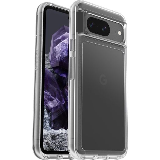 OtterBox Google Pixel 8 Symmetry Series Clear Case - CLEAR, ultra-sleek, wireless charging compatible, raised edges protect camera & screen