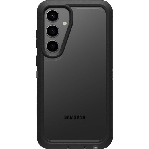 OtterBox Samsung Galaxy S24+ Defender Series XT Clear Case - DARK SIDE (Clear/Black), screenless, rugged, lanyard attachment