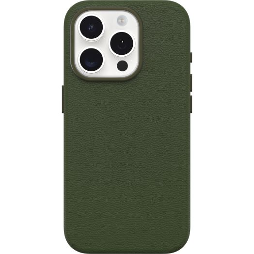 OtterBox iPhone 15 Pro Symmetry Cactus Leather for MagSafe - Cactus Grove (Green), Sustainable, Snaps to MagSafe, Ultra-Sleek, Raised Edges Protect Camera & Screen
