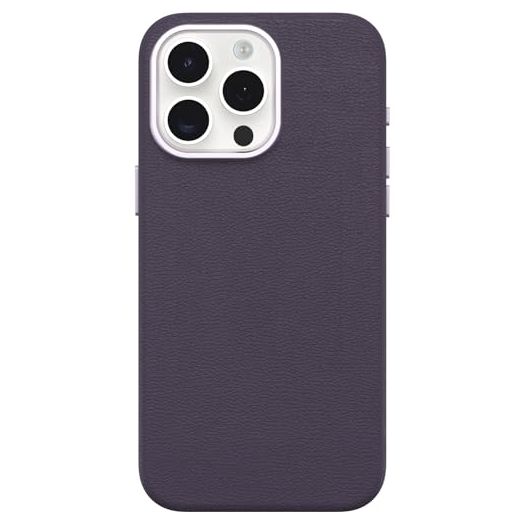 OtterBox iPhone 15 Pro Max Symmetry Cactus Leather for MagSafe - Plum Luxe (Purple), Sustainable, Snaps to MagSafe, Ultra-Sleek, Raised Edges Protect Camera & Screen