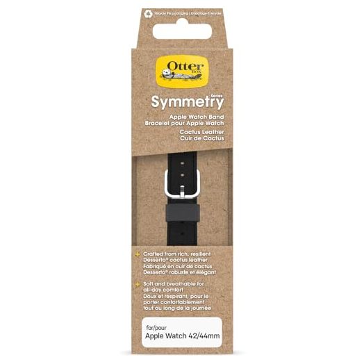 OtterBox Symmetry Cactus Leather Watch Band for Apple Watch Series 7/8/9 42/44/45mm Noir ASH (Black)