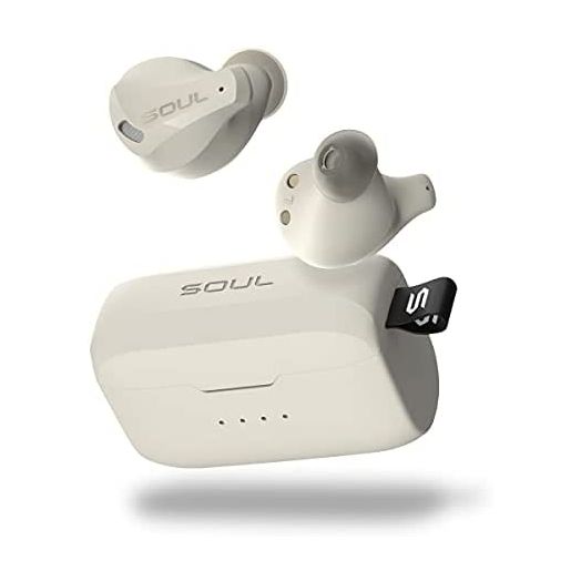 New Soul Emotion PRO Wireless Bluetooth Earbuds - Hybrid Active Noise Cancelling in-Ear Headphones with Wireless Charging Case for Music and Calls - Superior Sound Quality and Comfort - Beige