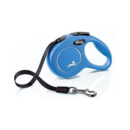 Flexi New Classic Retractable Dog Leash (Tape), Ergonomic, Durable and Tangle Free Pet Walking Leash for Dogs, 10 ft, Extra Small, Blue