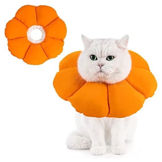 Avont Cat Cone Collar Soft, Adjustable Recovery E Collar Alternative for Cats Kittens Puppies, Elizabethan Neck Cone of Shame to Prevent Licking Biting After Surgery Protect Wounds -Orange(M)