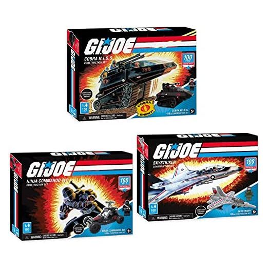 Forever Clever 3 GI Joe Military Vehicle Construction Sets, Building Kits 300 Total Pieces