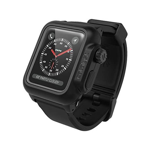 Waterproof case for Apple Watch 42mm Series 2 & 3 with Premium Soft Silicone - Resistant [Rugged Protective case], Stealth Black
