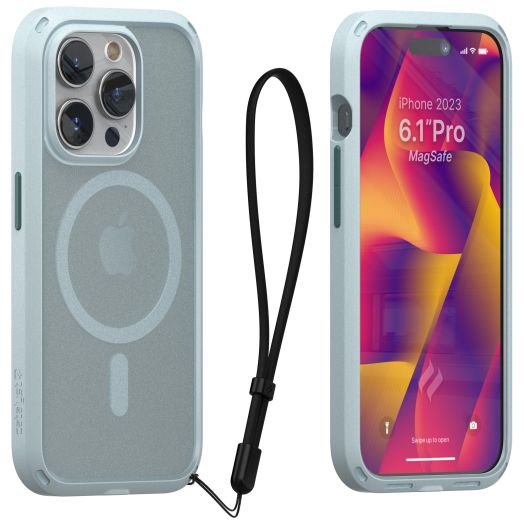 Catalyst Influence Case for iPhone 15 Pro, Wireless Charging Compatible, Drop Proof, Anti Fingerprint, Raised Edges, Anti Scratches, 30% Louder Audio, Lanyard Included- Sage Green