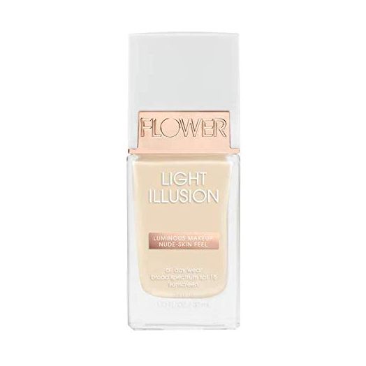 Flower Beauty Light Illusion Foundation with SPF 18 - Liquid Foundation Makeup with Buildable Coverage & Breathable/Lightweight Formula - Natural Complexion (Shell)