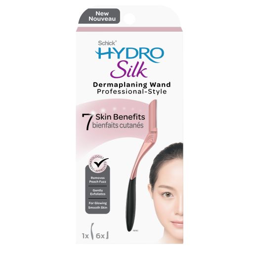 Schick Hydro Silk Dermaplaning Wand, Professional Style, with 1 Handle and 6 Wand Refills