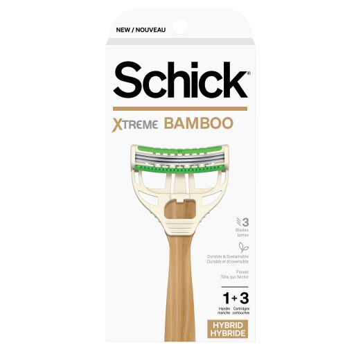 Schick Xtreme 3 Bamboo Hybrid Disposable Razor, 3ct