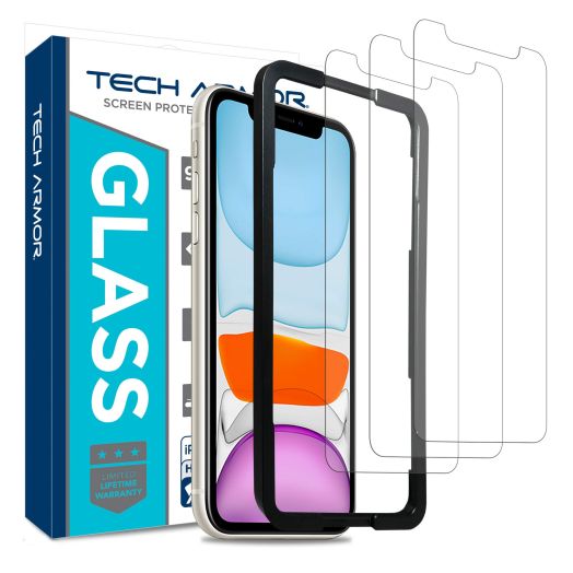 Tech Armor Screen Protector for iPhone 11 and iPhone XR 6.1 inch - Ballistic Tempered Glass, Case Friendly, Sensor Protection, HD, 9H Hardness - 3 Pack
