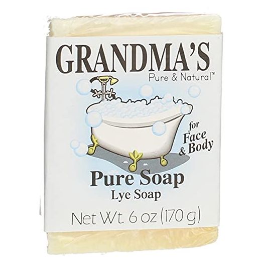 Grandma's Pure Lye Soap Bar, Unscented Face & Body Wash Cleans with No Detergens, Dyes & Fragrances - 60018, Pack of 2