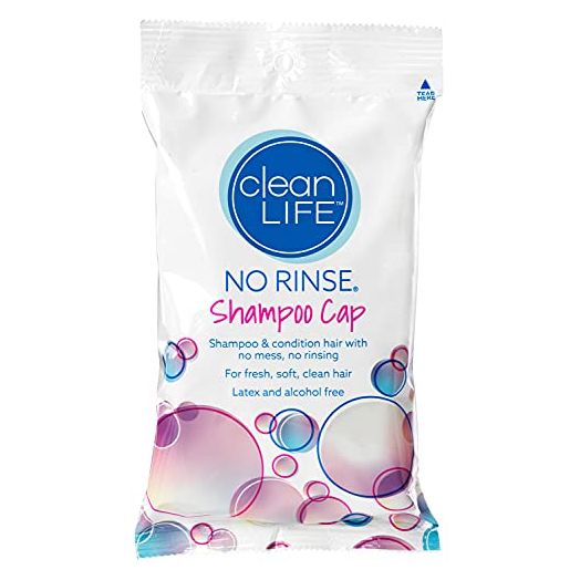 No-Rinse Shampoo Cap by Cleanlife Products (Pack of 4), Shampoo and Condition Hair with No Water or Rinsing - Microwaveable, Latex-Free and Alcohol-Free