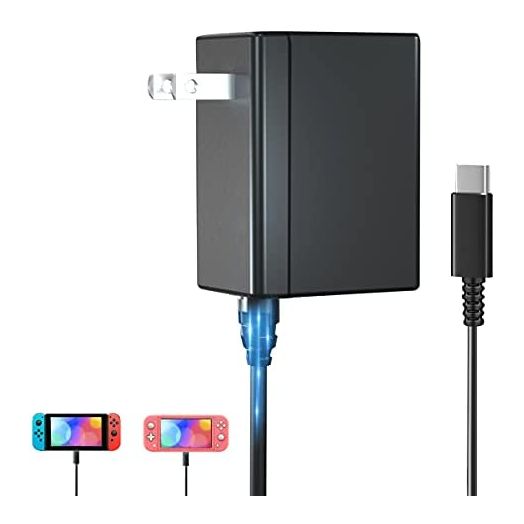Switch Charger for Nintendo Switch Power Charger Cable Adapter, Fast Charger Compatible Nintendo Switch/Switch Lite/Switch OLED and Android Phone Charger, 15V 2.6A Output Support TV Mode