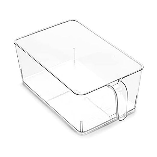 BINO Clear Storage Organizer, THE HOLDER COLLECTION - Clear Containers for Organizing with Built-in Handles for Pantry Organization and Storage, Fridge Organizer, Smart Storage Bin to Cabinet, Large