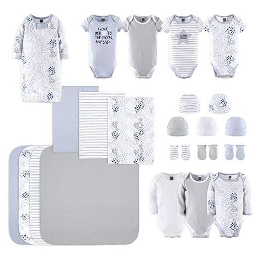 The Peanutshell Newborn Layette Gift Set for Baby Boys or Girls | 23 Piece Gender Neutral Newborn Clothes & Accessories Set | Fits Newborns to 3 Months
