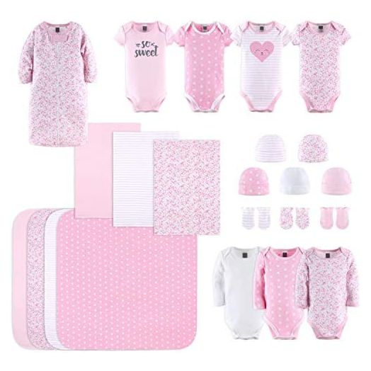 The Peanutshell Newborn Layette Gift Set for Baby Girls | 23 Piece Newborn Girl Clothes & Accessories Set | Fits Newborn to 3 Months | Floral